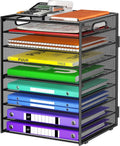 cawukege 9 tier paper organizer with handle, black, main product view