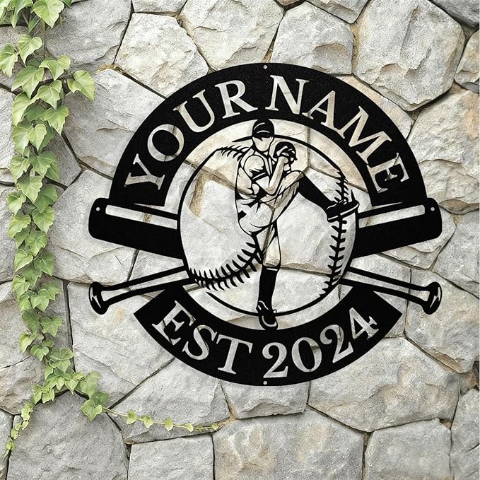 Personalized Baseball Metal Sign, Custom Player Name Sign, Boys Room Decor - Image 8