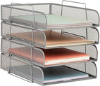 Mind Reader Stackable Paper Tray, Desktop Organizer, File Storage, Metal Mesh by MindReader