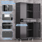 71-inch garage storage cabinet with 2 drawers, wheels, side view