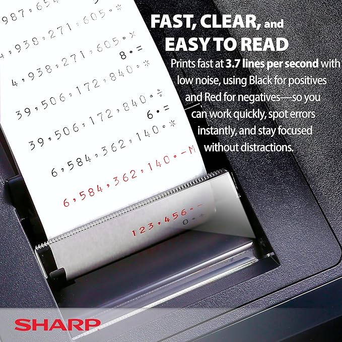 Sharp 12-Digit Print Calculator Desktop Size Adding Machine, Large Easy-to-Read - Image 2