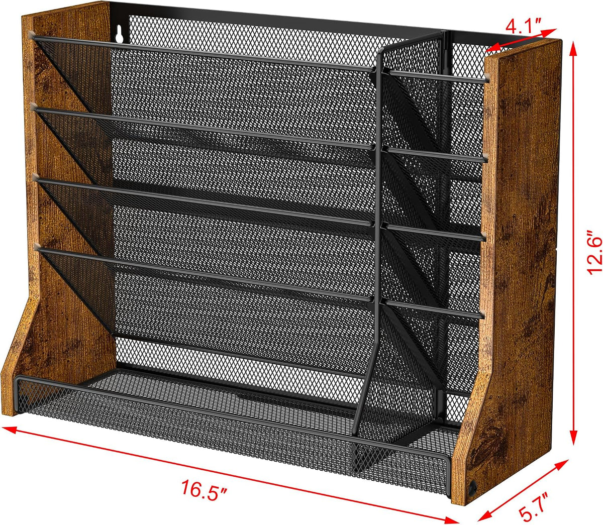 jakyitvi 5 tiers ironwood wall desk file holder, view 9