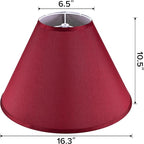 GO&SO 2Pcs Large Lamp Shades Burgundy Fabric Lampshade, 6.5" Top x 16.3" Bottom - Image 2