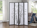 Roundhill Bamboo Print 4-Panel Framed Room Screen/Divider by RoundhillFurniture