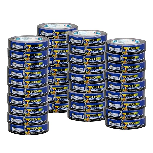 ABRO 36 Pack Blue Painters Tape: 24mm x 55M All Purpose Blue Tape, Temporary by ABRO