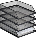 Hicarer 4 Pcs Black Metal Letter Tray Stackable Desk Tray Single Wire Mesh by Hicarer