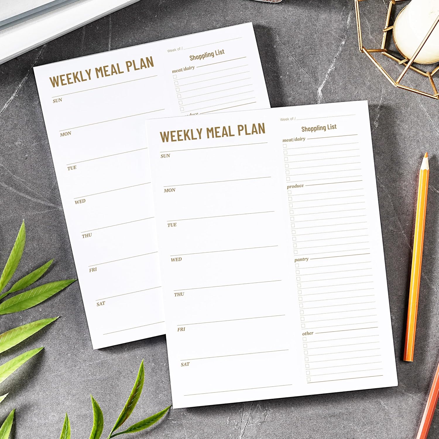 Weekly Meal Planner - Undated Magnetic Notepads with Grocery List, 7" x 9" | 52 Weeks, Meal Planning Pad for Refrigerator Door with Tear-Off Shopping List, Food/Menu Organizer Notepad