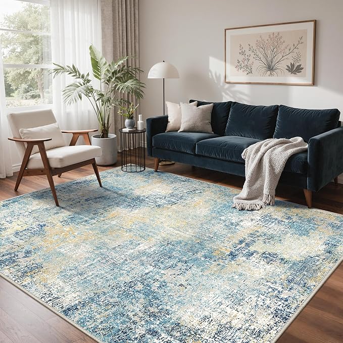 GENIMO Washable Area Rugs for Living Room, 8x10 Modern Non Slip Rugs, Low Pile by GENIMO