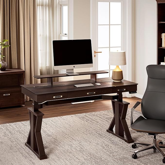 EUREKA ERGONOMIC Ark SWS Standing Desk, 63 inch Executive Desk w Drawers - Image 3