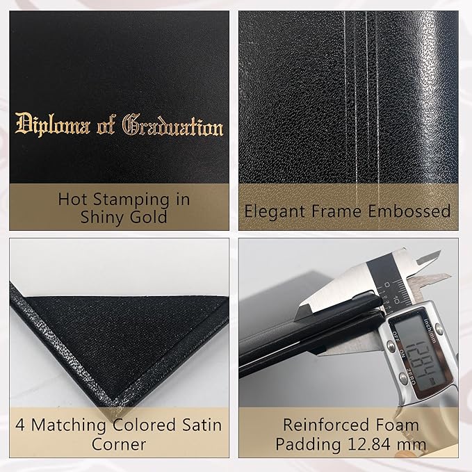GraduationMall 11"x14" Imprinted Padded Diploma Cover Certificate Holder Black - Image 3