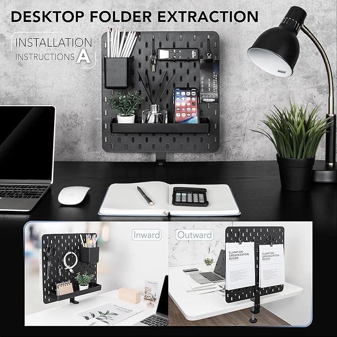 EHO Clamp-On Desk Pegboard, 13.5 x 14 inch Privacy Divider, Desk Partition Panel - Image 4