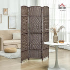HOMCOM 3 Panel Room Divider, Hand-Woven Freestanding Wall Partition - Image 2