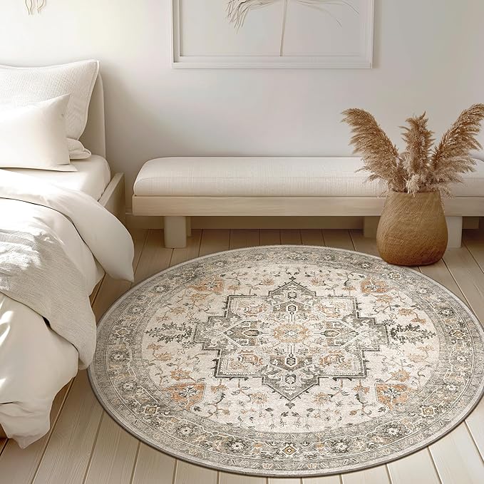 GENIMO 6FT Round Area Rugs for Living Room, Circle Rugs Machine Washable Low - Image 2