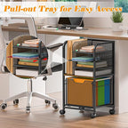 5-Tier Rolling File Cart Under Desk - Image 2