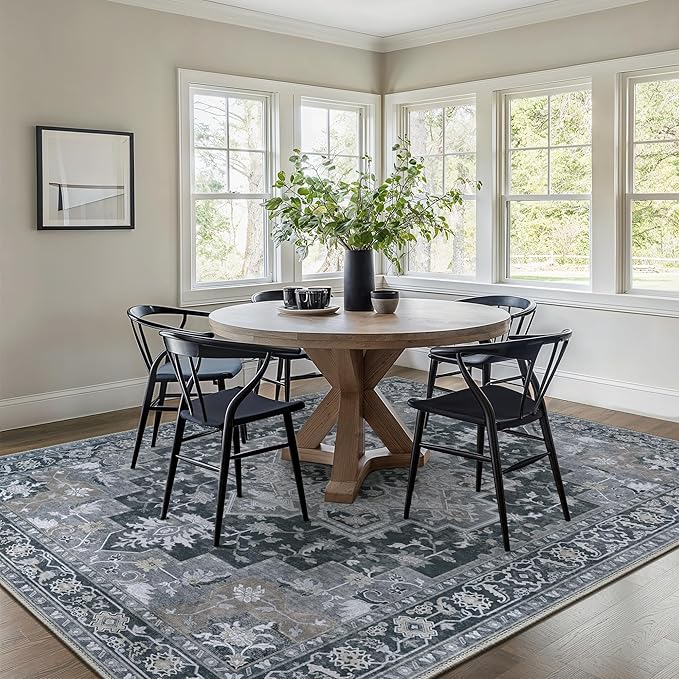 GENIMO 9x12 Area Rugs for Living Room, Machine Washable Non Slip Vintage Rugs - Image 2