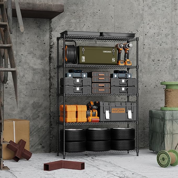 M MZG 5 Tiers Shelf Metal Storage Shelves Standing 1750 LBs Household Shelf - Image 5