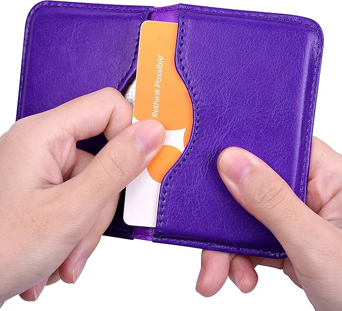 Wisdompro Business Card Holder, 2-Sided PU Leather Folio Name Card Holder - Image 4