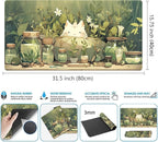 Cute Desk Mat Green Plant Cat Kawaii Sage Mouse Pad Gaming XXL Large Mousepad - Image 3
