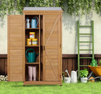 68'' outdoor storage cabinet, wooden garden tool cabinet, view 9