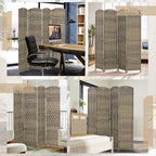 HOMCOM 4 Panel Room Divider, Hand-Woven Freestanding Wall Partition - Image 6