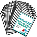 Magnetic Dry Erase Pockets by Two Point (30-Pack) - Portrait - Black Dry Erase Pocket Sleeves, Job Shop Ticket Holders, Clear Paper Sleeves Protector, Magnetic Pouch