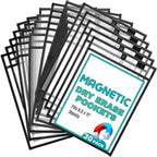 Magnetic Dry Erase Pockets by Two Point (30-Pack) - Portrait - Black Dry Erase Pocket Sleeves, Job Shop Ticket Holders, Clear Paper Sleeves Protector, Magnetic Pouch