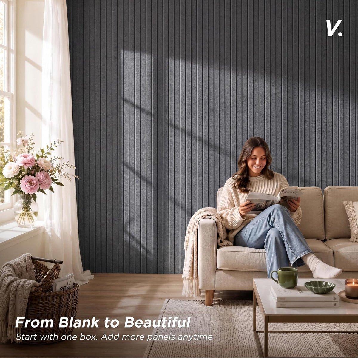 VIVELDA Large Felt Bulletin Board 48 x 36 Inch - 12-Pack Square Acoustic Wall...