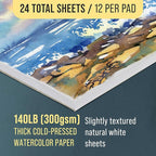 U.S. Art Supply 12" x 16" Premium Heavyweight Watercolor Paper Pad, 140lb - Image 3