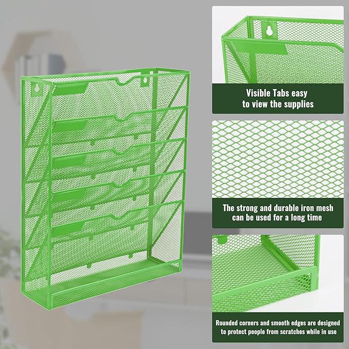 EASEPRES 6 Tier Mesh Hanging Wall File Organizer, Desk Vertical Mail Paper - Image 4