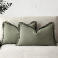 Foindtower Set of 2 Decorative Linen Fringe Throw Pillow Covers Boho Farmhouse by Foindtower