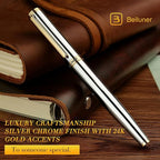 BEILUNER Silver Chrome Fountain Pen, Stunning Luxury - Image 3