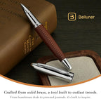 BEILUNER 318 Luxury Leather Pen, Hand-Stitched Premium Leather, Chrome-Plated - Image 6