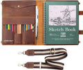 robrasim handmade leather sketchbook cover, artist sketch pad, main product view