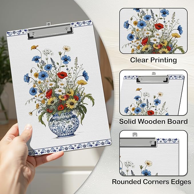APIILVPQ Floral Clipboard, Vintage Blue Clipboards - Image 4