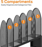 OUTIOE 5-Section Desk File Organizer, Metal Mesh Folder Organizer - Image 6