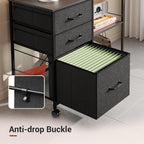 DEVAISE 3 Drawer Mobile File Cabinet with Open Storage Shelf | Rolling Printer Stand, Fabric Lateral Filing Cabinet fits A4 or Letter Size for Home Office, Black