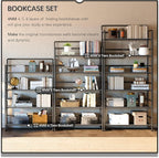 4NM No Assembly Extra Wide 5 Tiers Folding Bookshelf Storage Shelves Vintage - Image 5