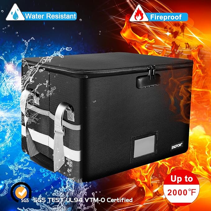 ENGPOW File Box with Lock, Fireproof Document Box with Zipper＆Pockets, - Image 4