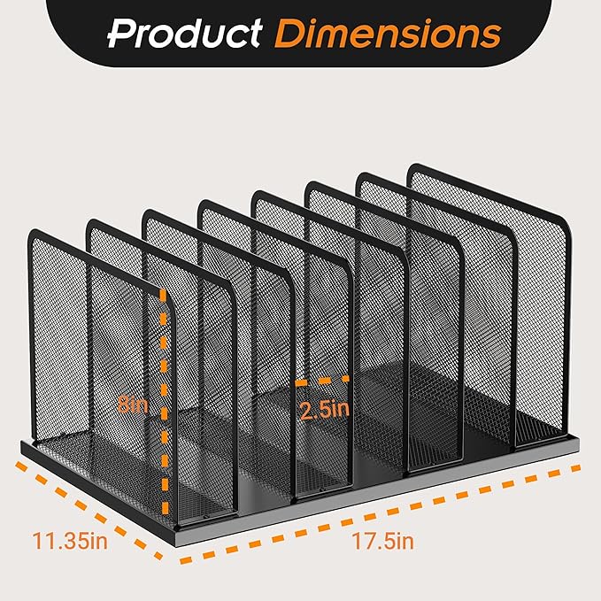 Kuntine.B Desk File Organizer 7 Upright Mesh Desktop Organizer File Sorter - Image 2