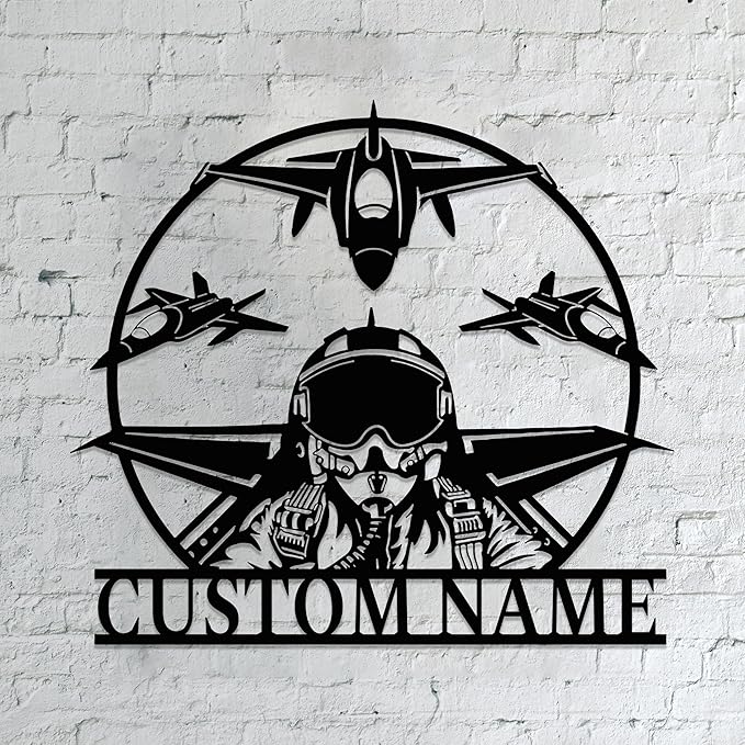Personalized Metal Airplane Wall Art, Airplane Name Sign, Customized Pilot Name by Unknown