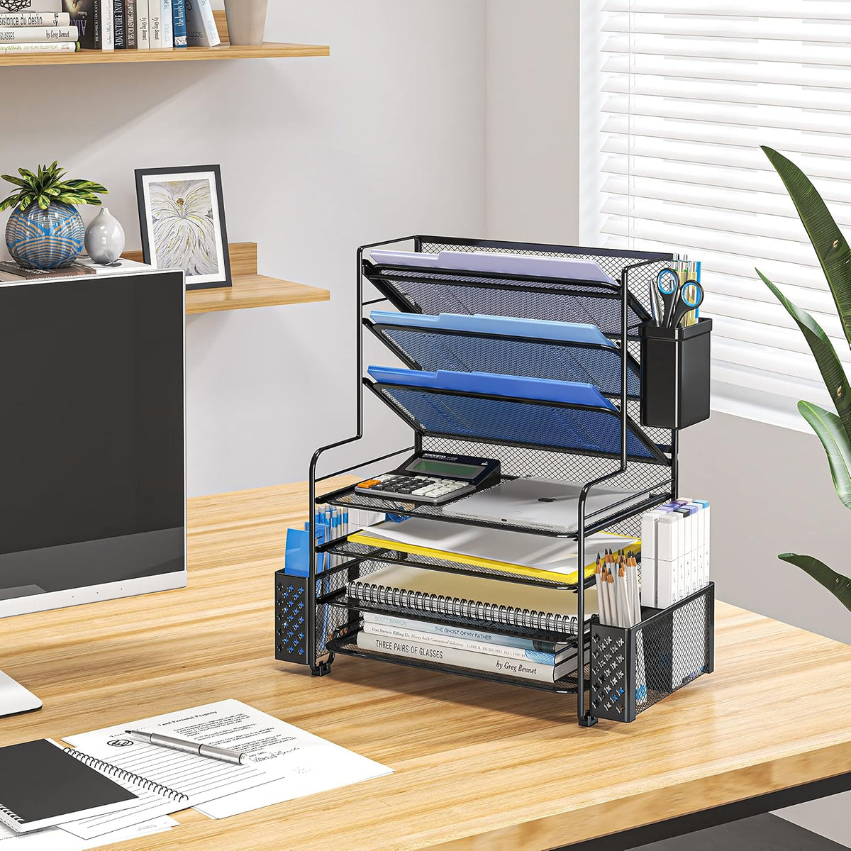 simple trending 7 tier desk file organizer, letter showing dimensions