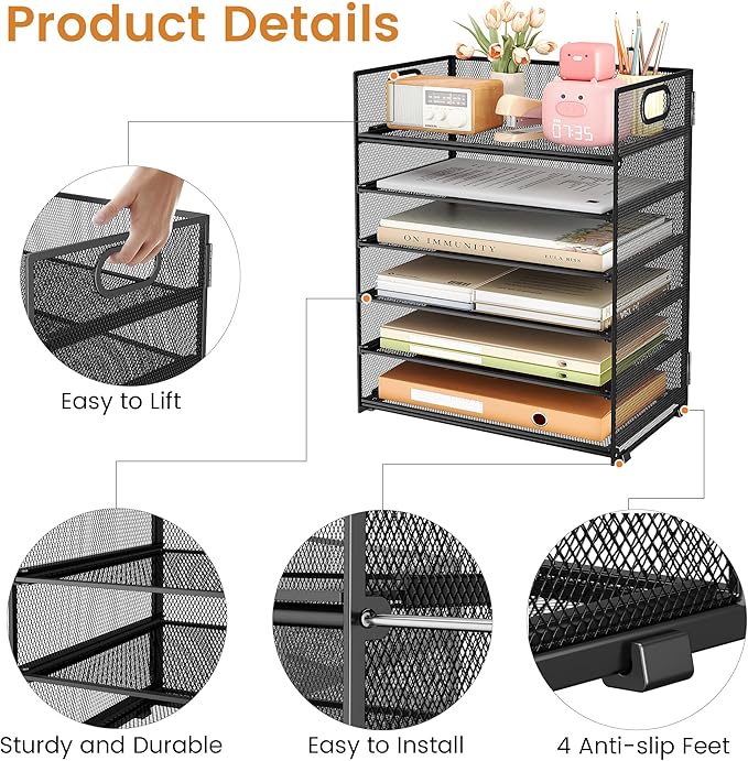 Subekyu 6 Tier Paper File Tray Organizer - Image 5