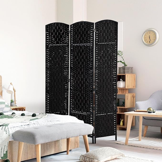 HOMCOM Room Divider, 3 Panel Folding Privacy Screen, 6FT Tall Portable Wicker - Image 2