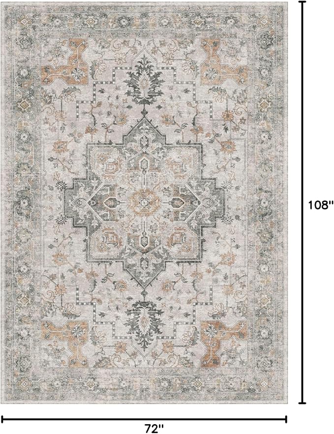 GENIMO 6x9 Area Rugs for Living Room, Machine Washable Low Pile Rugs, Chenille - Image 2