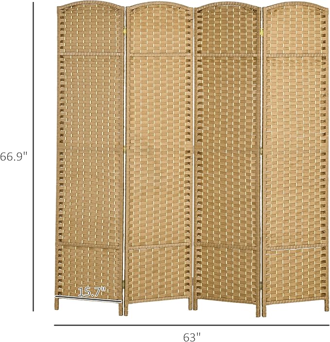 HOMCOM Room Divider, 4 Panel Folding Privacy Screen, 5.6' Tall Freestanding - Image 7