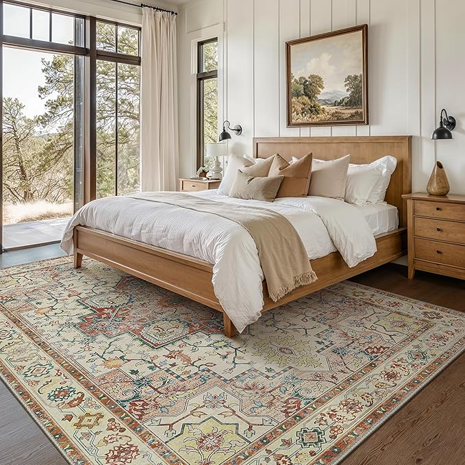 GENIMO 8x10 Area Rugs for Living Room, Machine Washable Non Slip Vintage Retro - Image 4