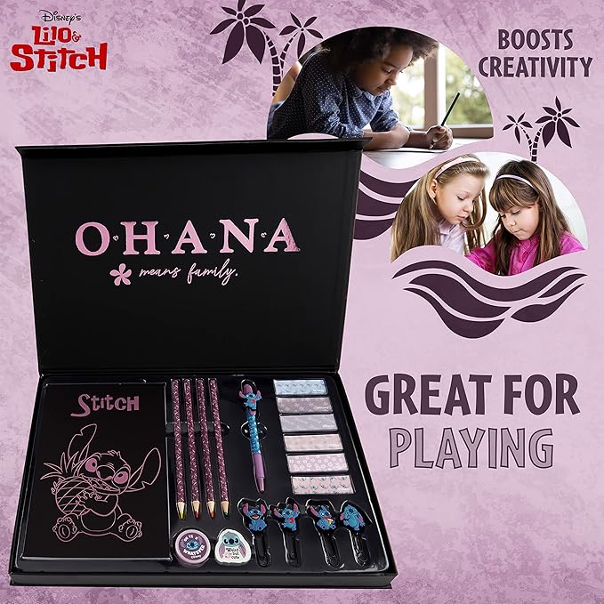 Disney Stitch Stationery Supplies Set Notebook Pencil Case & Ballpoint Pens or - Image 4