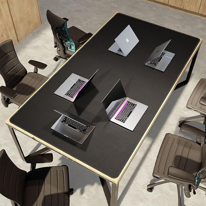 CENNBIE HUGE220 86.6" x 47" Black Leather Desk Mat - Image 5