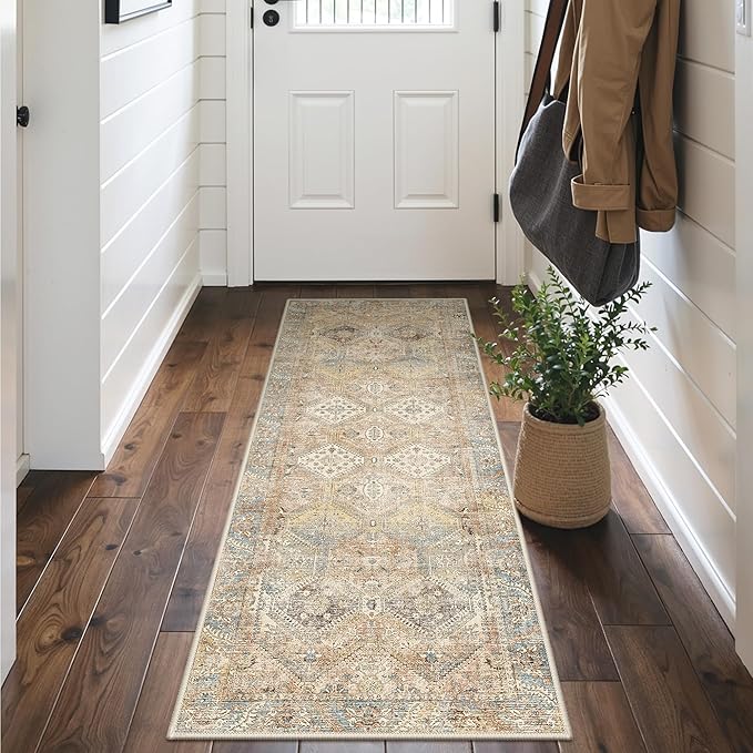 GENIMO Runner Rug 2x7 Non Slip Machine Washable Hallway Runner Vintage Rug by GENIMO
