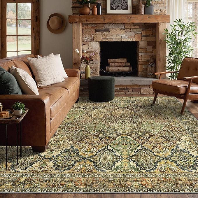 GENIMO 6x9 Area Rugs for Living Room, Machine Washable Low Pile Rugs, Chenille by GENIMO